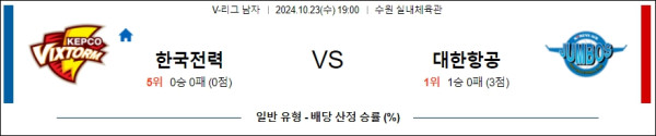 한국전력 대한항공 【 V-리그 】분석 스포츠중계 20241023