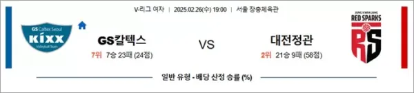 2월 26일 KOVO여 GS칼텍스 vs 대전정관