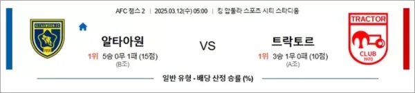 3월 12일 ACL2 알타아원 vs 트락토르