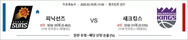 3월 15일 NBA 피닉선즈 vs 새크킹스