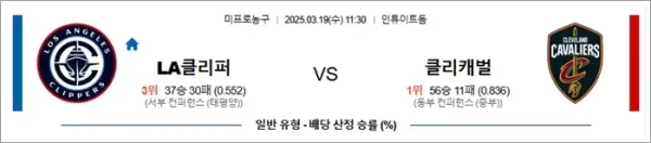 3월 19일 NBA LA클리퍼 vs 클리캐벌